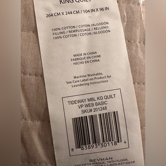 Nautica Tideway Neutral Stripe Cotton Reversible Quilt King - Picture 7 of 7